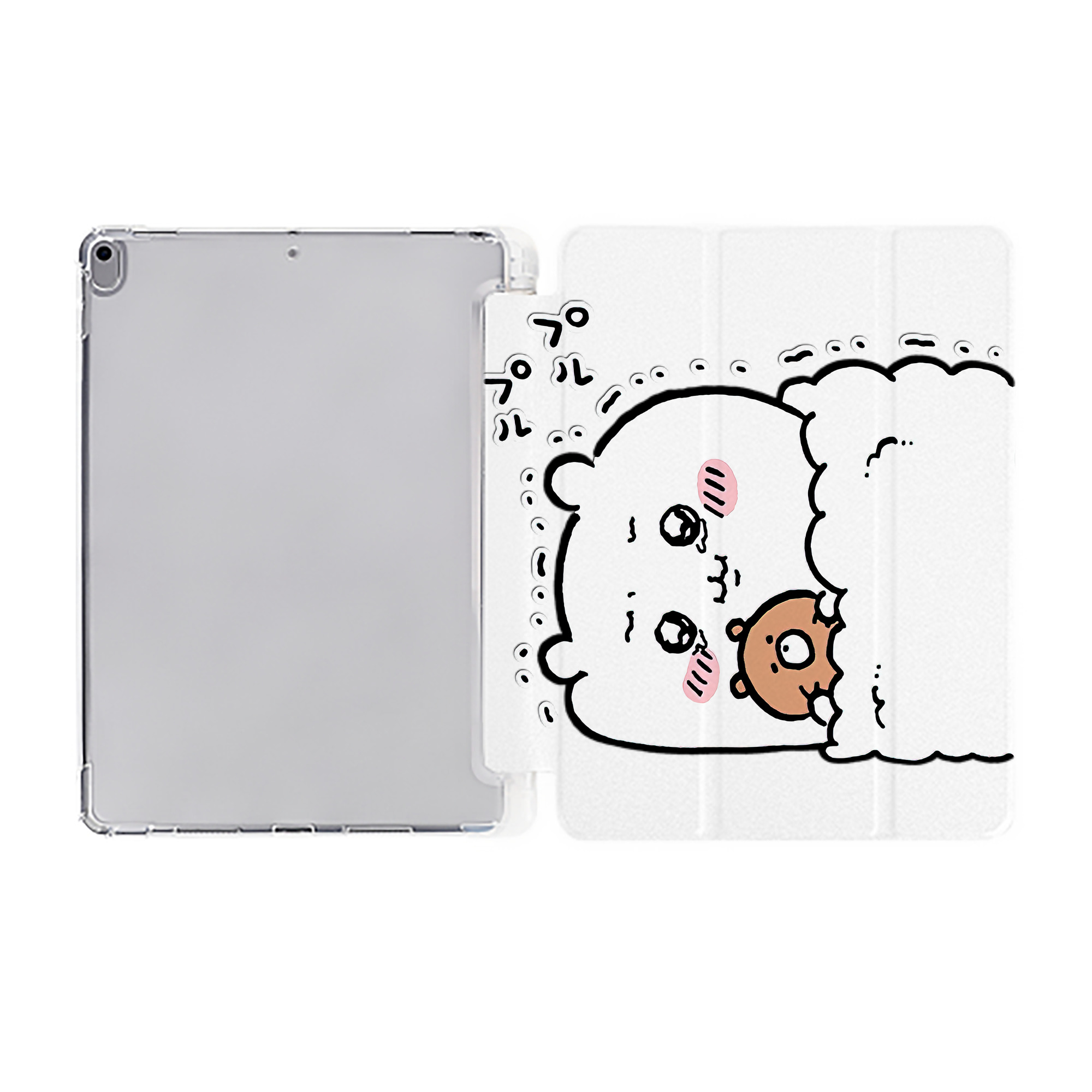 （画像用） ちいかわ ちいかわ Chii-kawa chiikawa IPad ケース ペン収納付き 三つ折りスタンド PUレザー×シリコン 対応機種9.5/10.5/10.9インチ